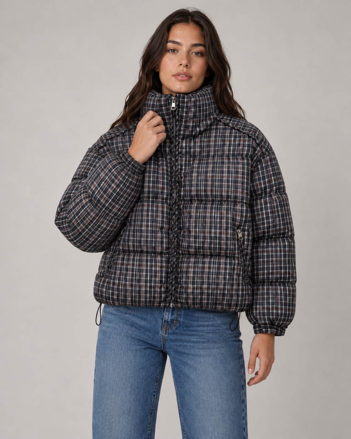 Women's Puffer Coat - Quilted Winter Jacket with Funnel Neck