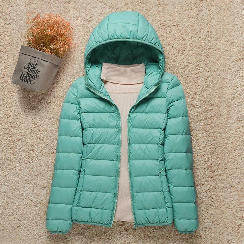 Women's Hooded Quilted Puffer Jacket – Lightweight Zip-Up