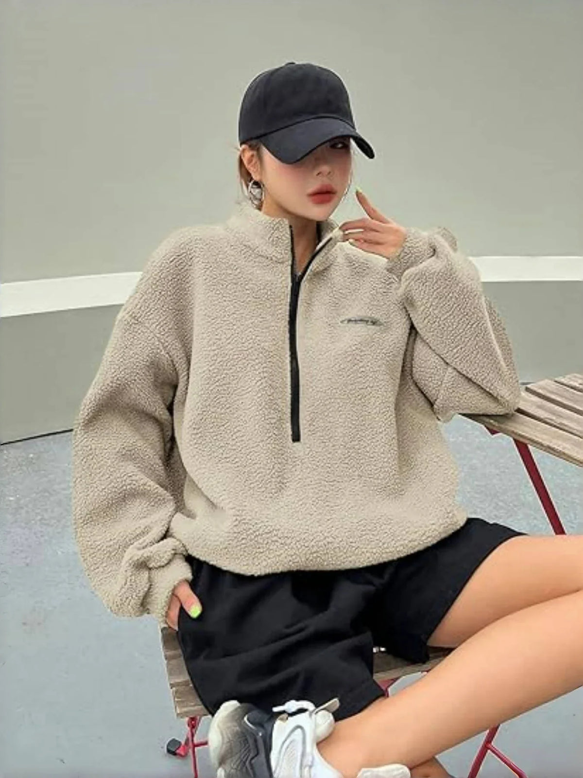 Women's Half-Zip Sweatshirt – Long Sleeve Pullover