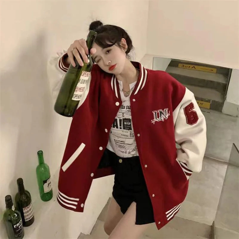 Women’s Oversized Varsity Jacket - Letterman Baseball Bomber