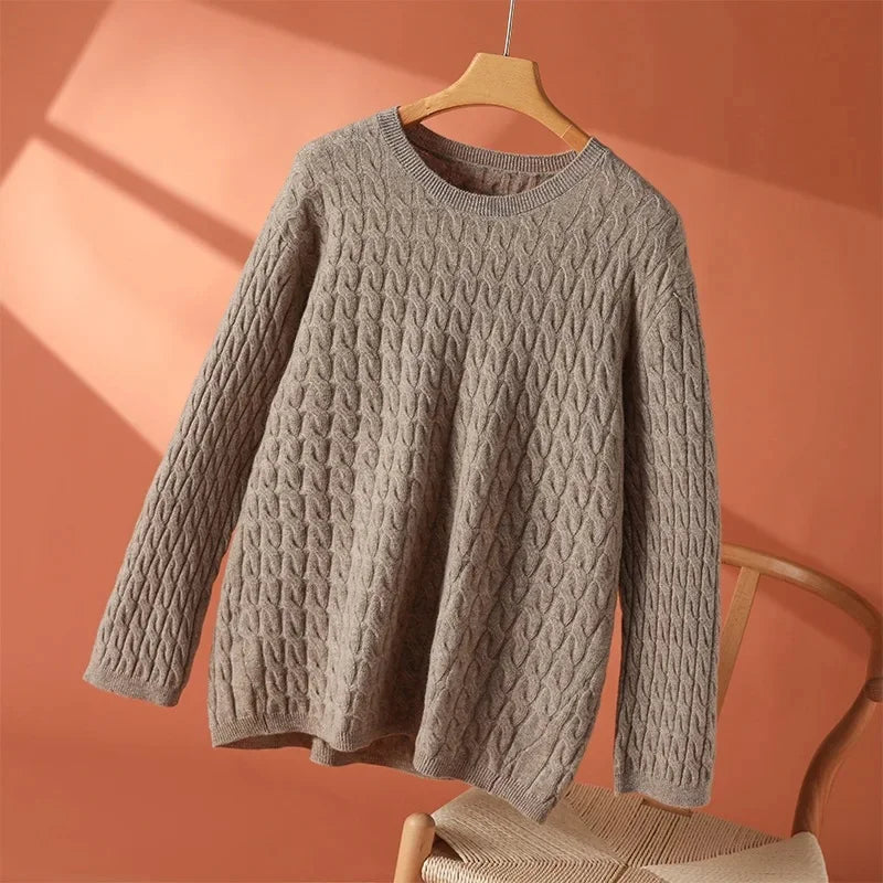 Women's Textured Knit Sweater – Crewneck Long Sleeve