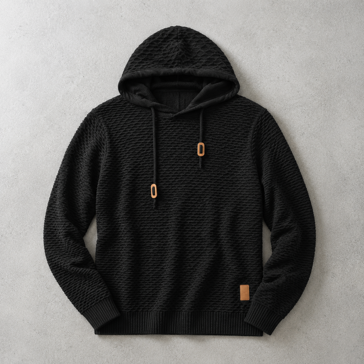 Men's Pullover Hoodie - Basket Weave Casual Sweatshirt