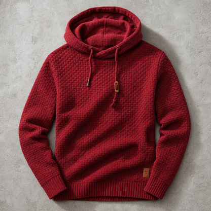 Men's Waffle Knit Hoodie - Cowl Neck Pullover Sweatshirt