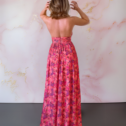 Maebelle | Summer Floral Slit Dress with Elegant Chic Style