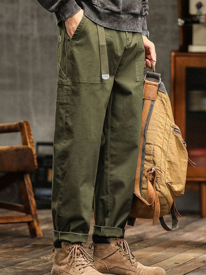 Men's Utility Cargo Pants - Straight Fit Multi Pocket Trousers