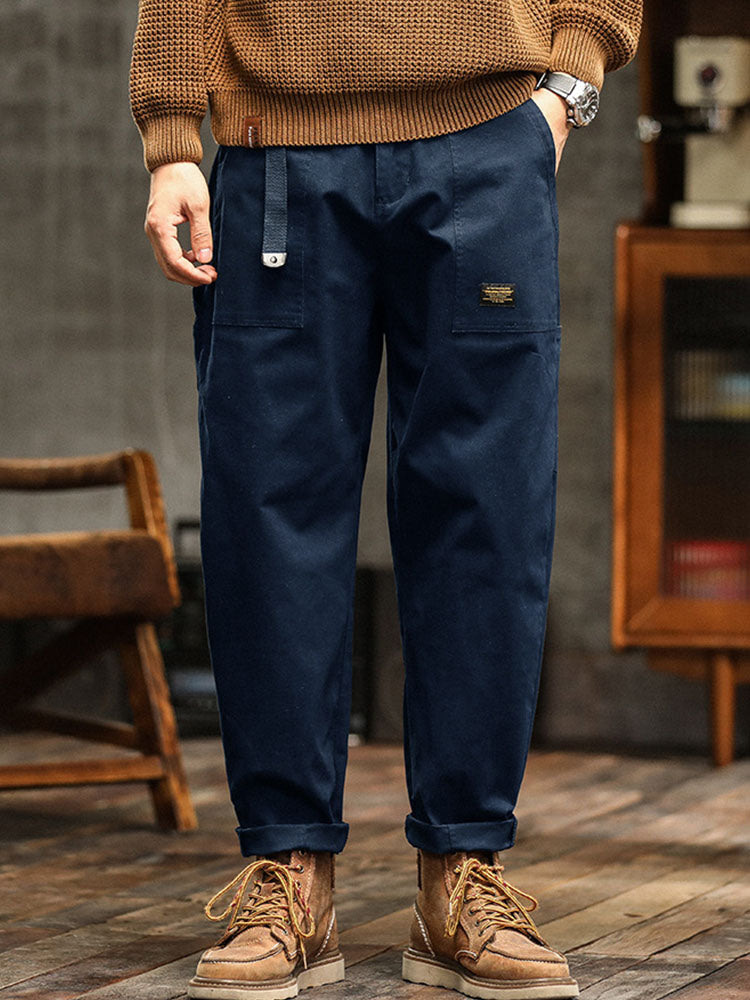 Men's Utility Cargo Pants - Straight Fit Multi Pocket Trousers