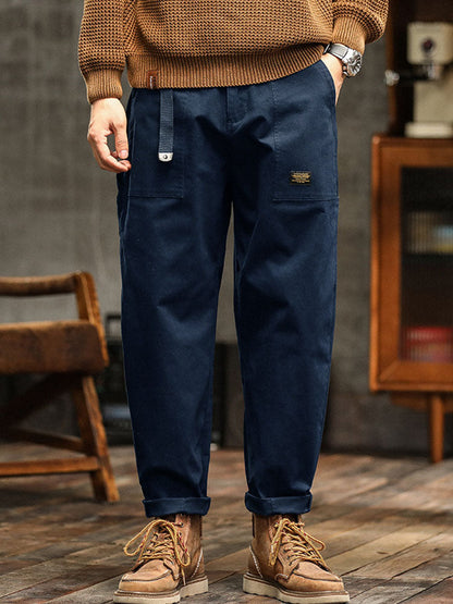Men's Utility Cargo Pants - Straight Fit Multi Pocket Trousers