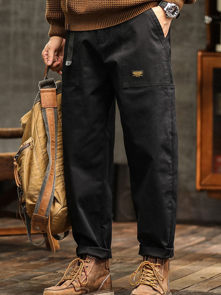 Men's Utility Cargo Pants - Straight Fit Multi Pocket Trousers