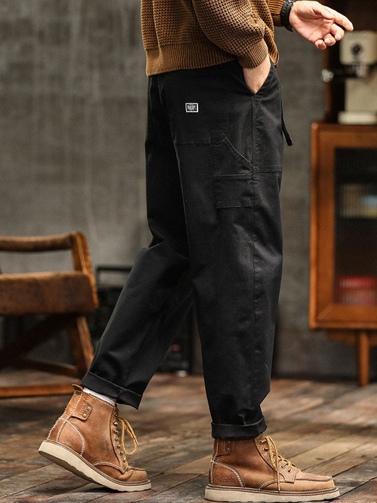 Men's Utility Cargo Pants - Straight Fit Multi Pocket Trousers