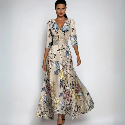 Hollis | Stylish Long Floral Wrap Dress with Flattering Fit and Elegant Style