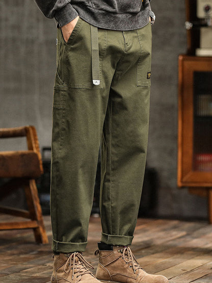 Men's Utility Cargo Pants - Straight Fit Multi Pocket Trousers