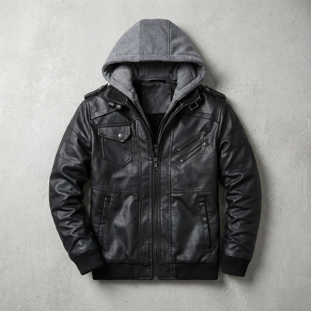 Men's Leather Biker Jacket - Classic Motorcycle Jacket