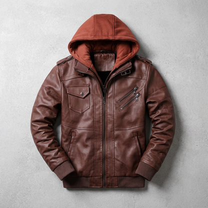 Men's Leather Biker Jacket - Classic Motorcycle Jacket
