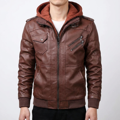 Men's Leather Biker Jacket - Classic Motorcycle Style
