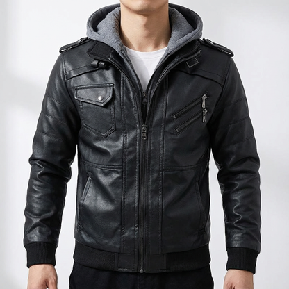 Men's Leather Biker Jacket - Classic Motorcycle Style