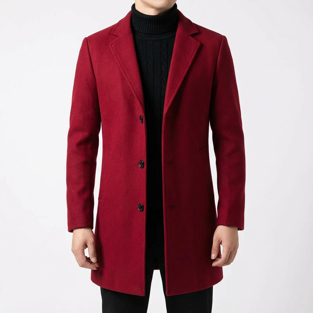 Men's Wool Overcoat - Classic Fall Winter Outerwear
