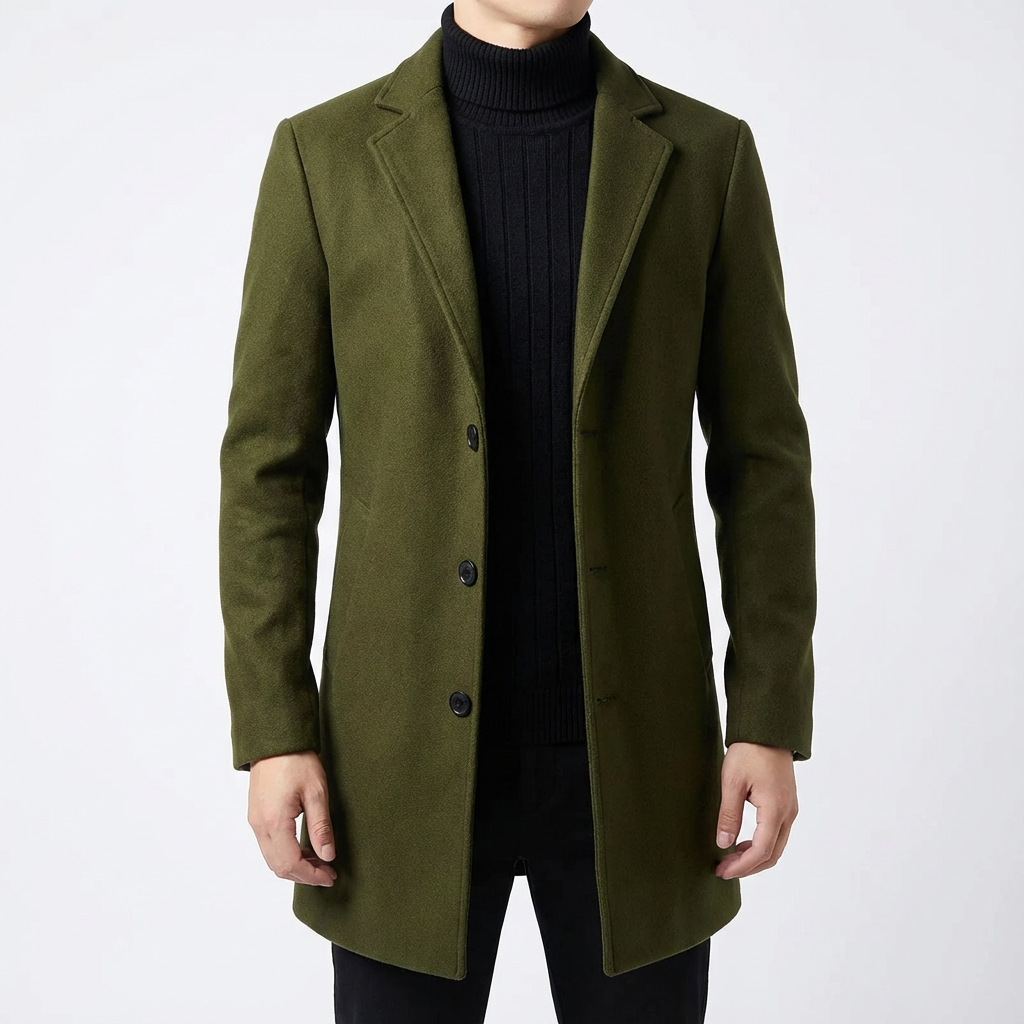 Men's Wool Overcoat - Classic Fall Winter Outerwear