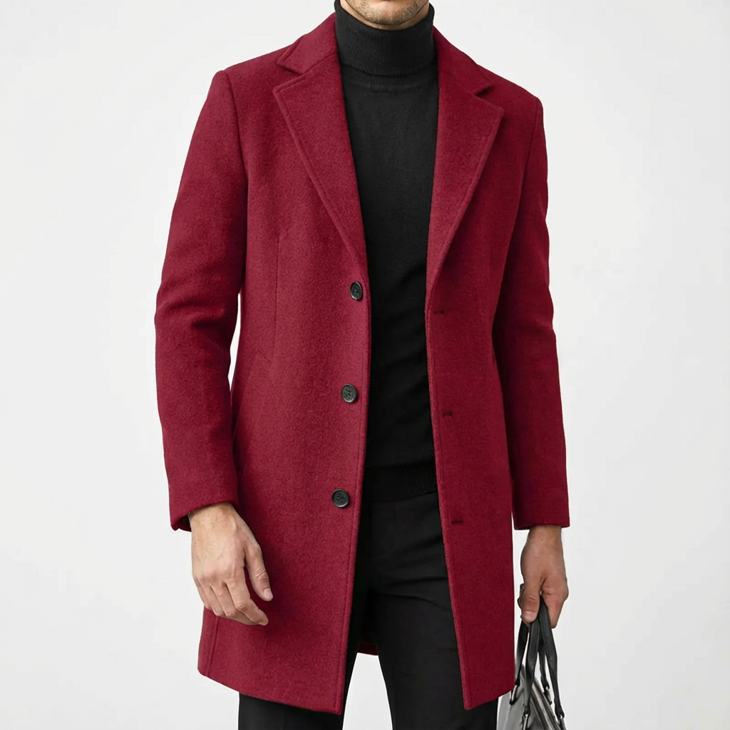 Men's Wool Overcoat - Classic Fall Winter Coat