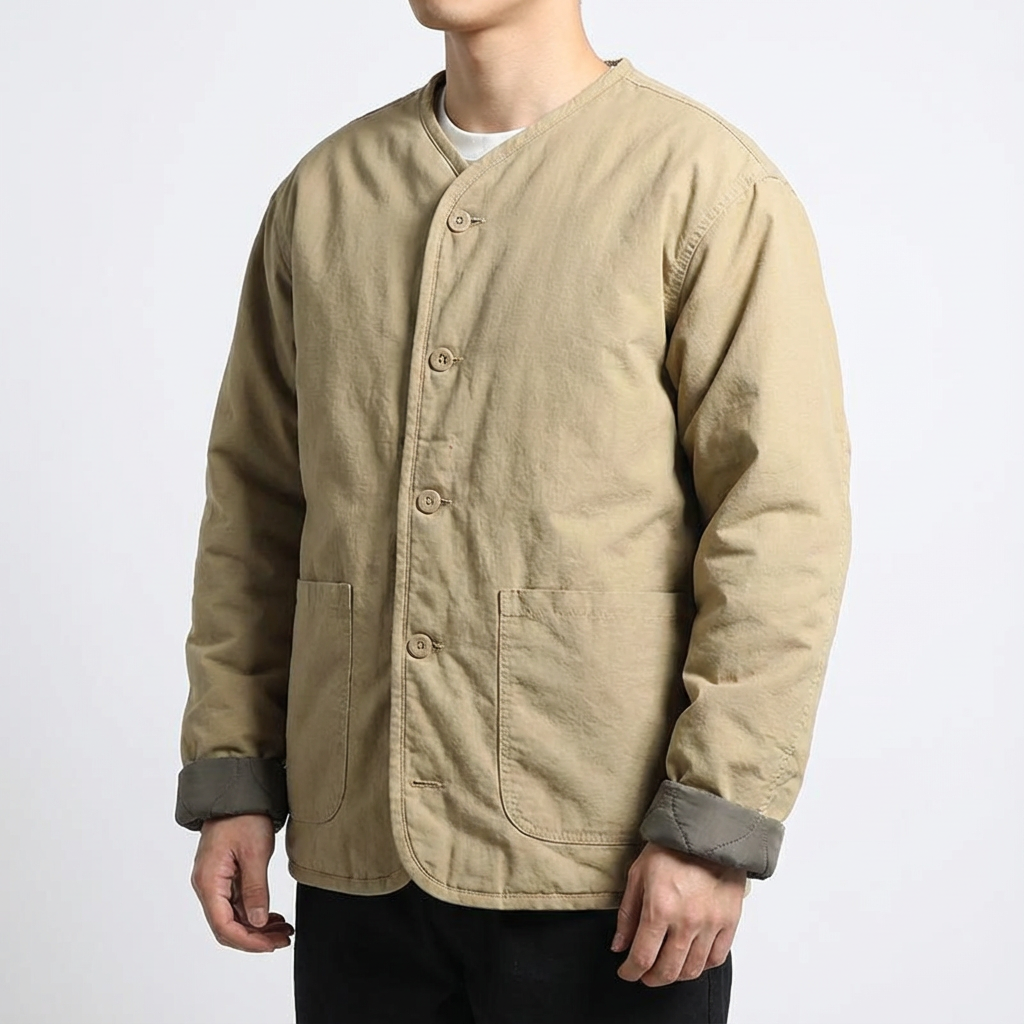 Men's Quilted Cotton Coat - Casual Lightweight Outerwear