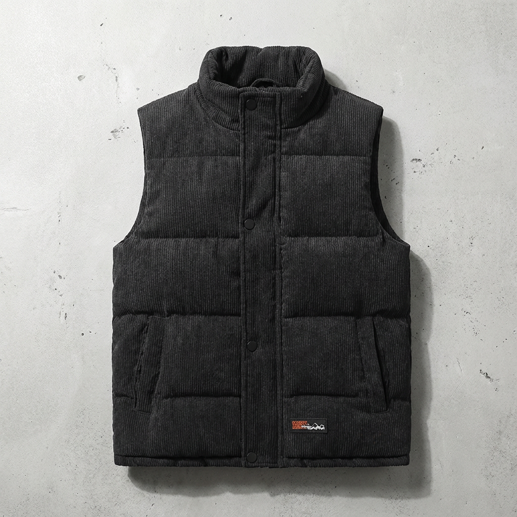Men's Corduroy Vest - Button Front Casual Layering Vest