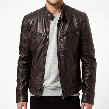 Men's Leather Jacket - Classic Casual Outerwear
