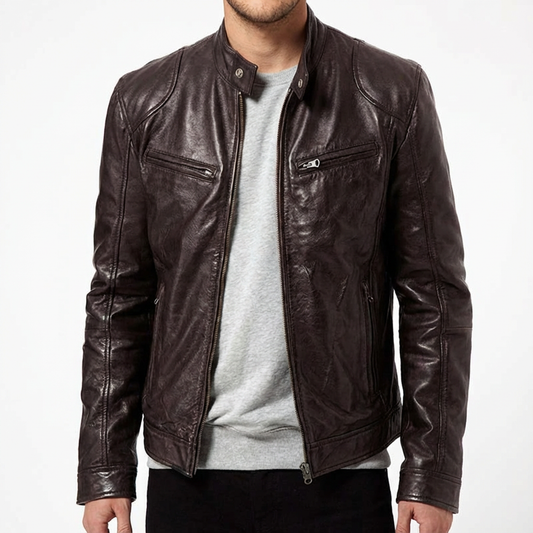 Men's Leather Jacket - Classic Casual Outerwear