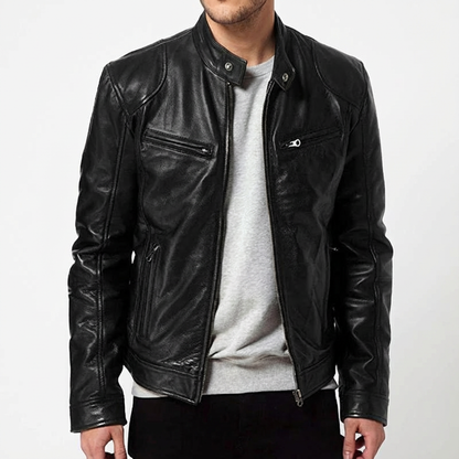 Men's Leather Jacket - Classic Casual Outerwear