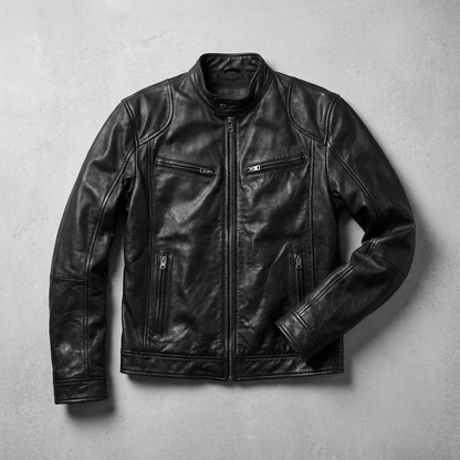 Men's Leather Jacket - Classic Casual Outerwear