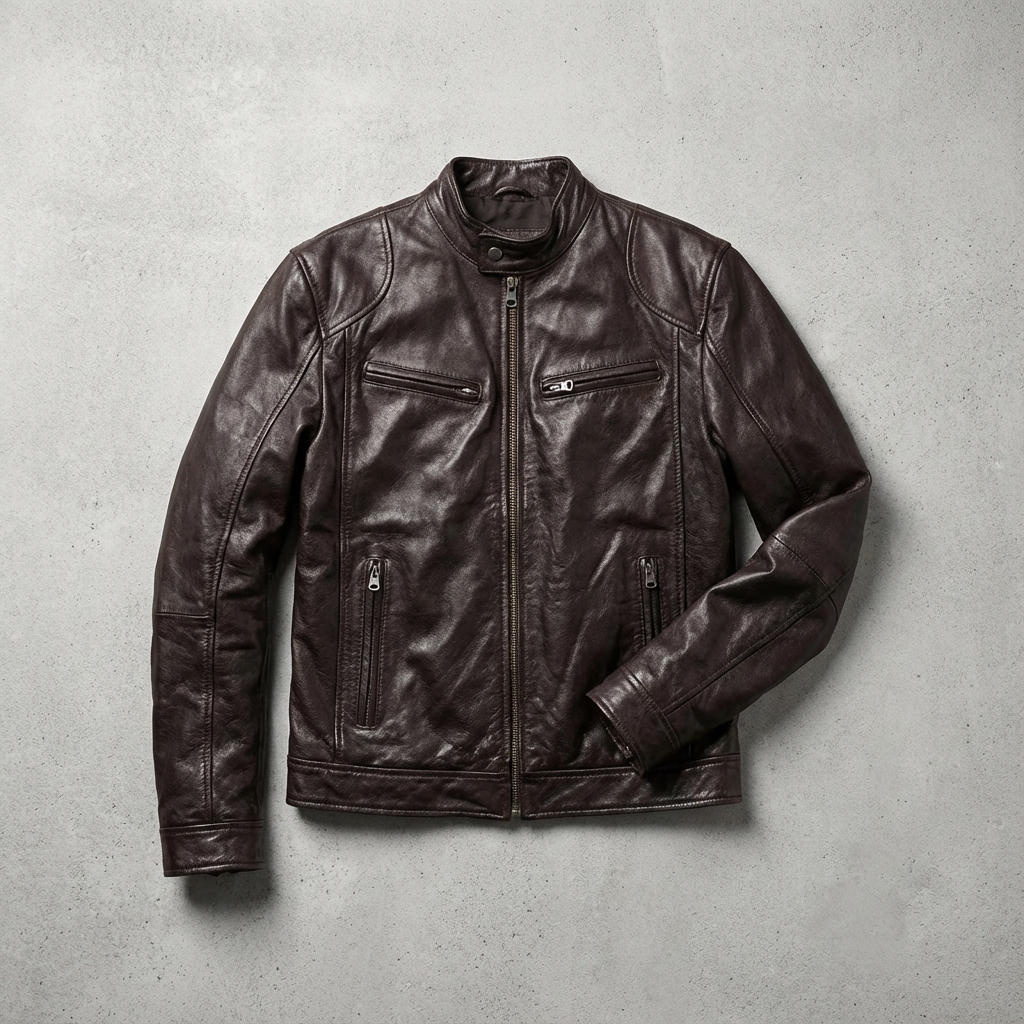 Men's Leather Jacket - Classic Casual Outerwear