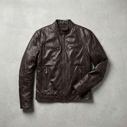 Men's Leather Jacket - Classic Casual Outerwear