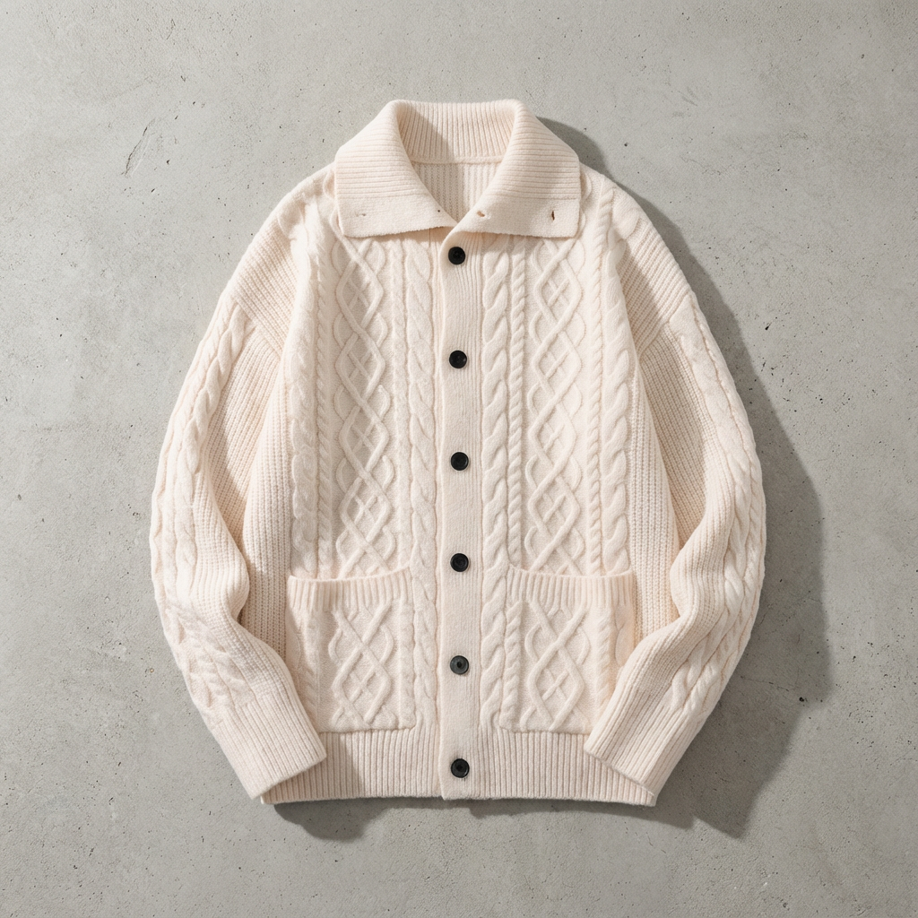 Men's Merino Wool Cardigan - Knit Button Front Sweater