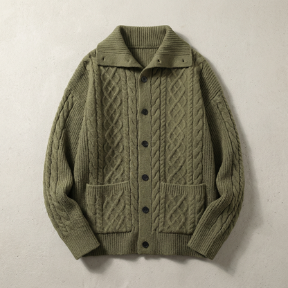 Men's Merino Wool Cardigan - Knit Button Front Sweater