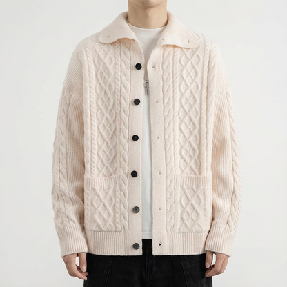 Men's Merino Wool Cardigan - Button Front Knit Sweater