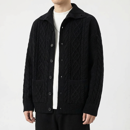 Men's Merino Wool Cardigan - Button Front Knit Sweater