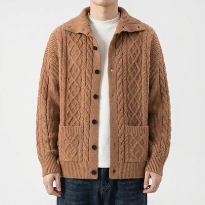Men's Merino Wool Cardigan - Button Front Knit Sweater