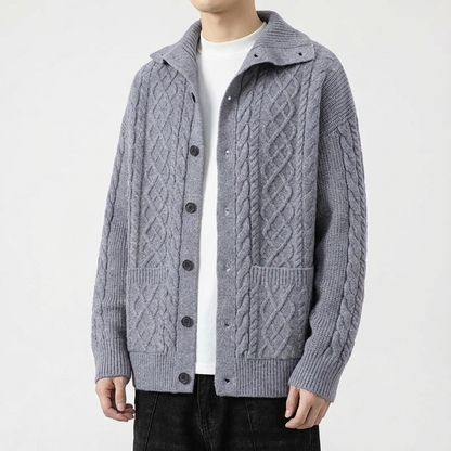 Men's Merino Wool Cardigan - Button Front Knit Sweater