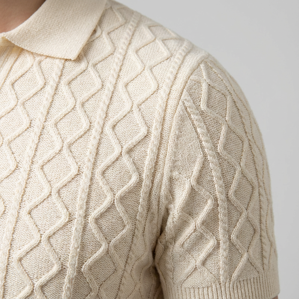 Men's Knit Polo Shirt - Short Sleeve Casual Sweater Top