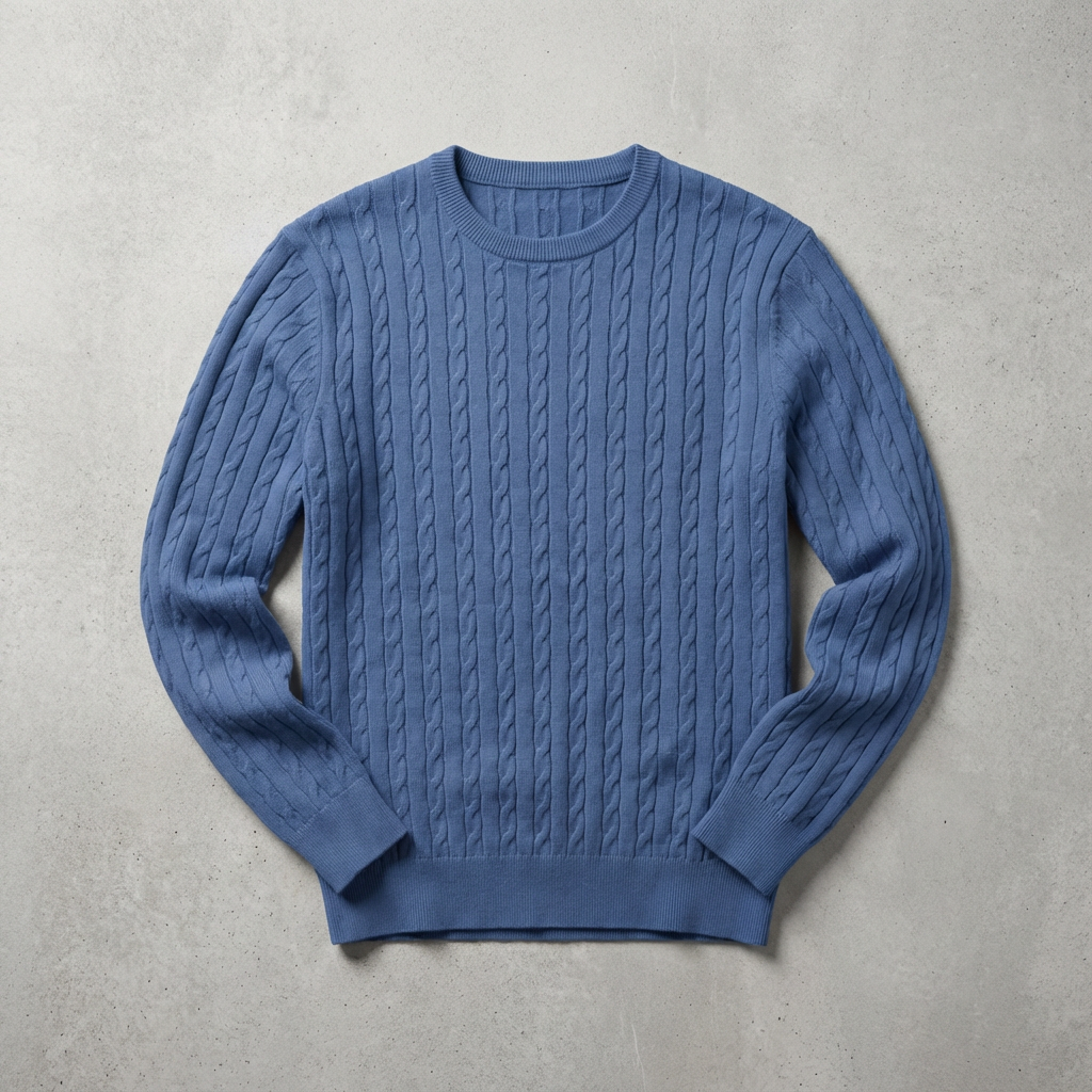 Men's Wool Cable Knit Sweater - Classic Pullover