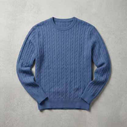Men's Wool Cable Knit Sweater - Classic Pullover