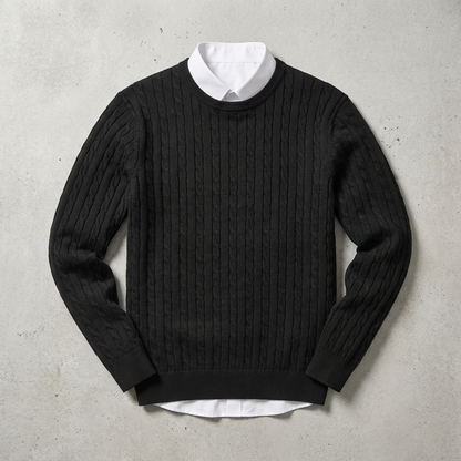 Men's Wool Cable Knit Sweater - Classic Pullover