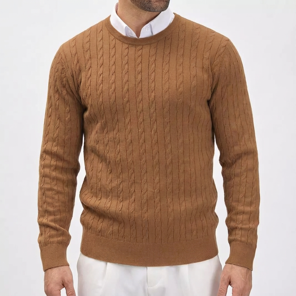 Men's Cable Knit Sweater - Classic Knit Pullover