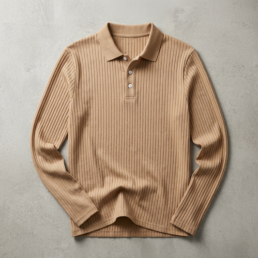 Men's Knit Polo Shirt - Short Sleeve Casual Sweater Top