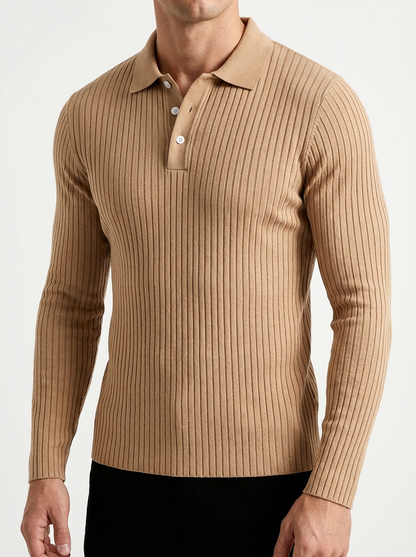 Men's Knit Polo Shirt - Short Sleeve Casual Sweater Top
