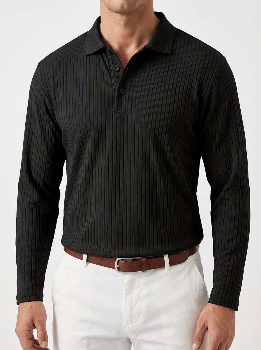 Men's Knit Polo Shirt - Short Sleeve Casual Sweater Top