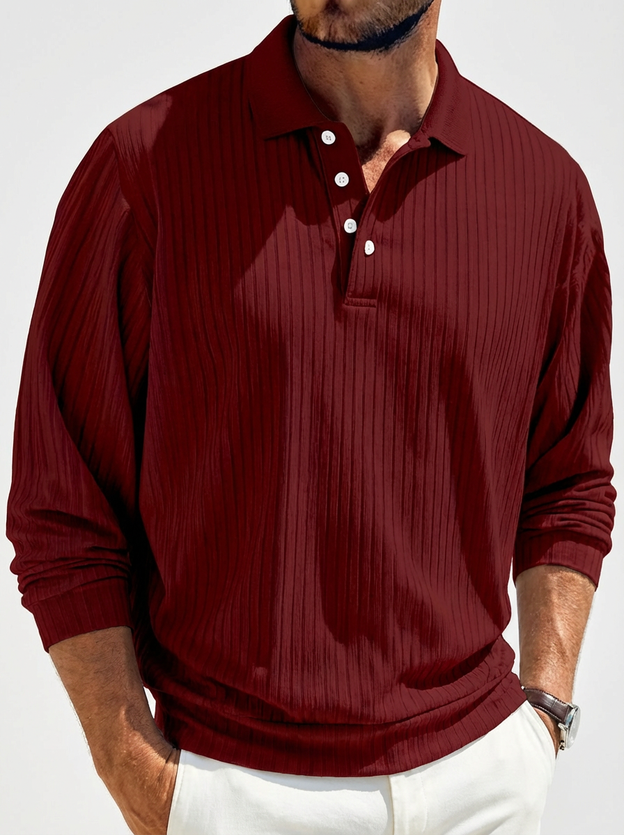 Men's Knit Polo Shirt - Short Sleeve Casual Sweater Top
