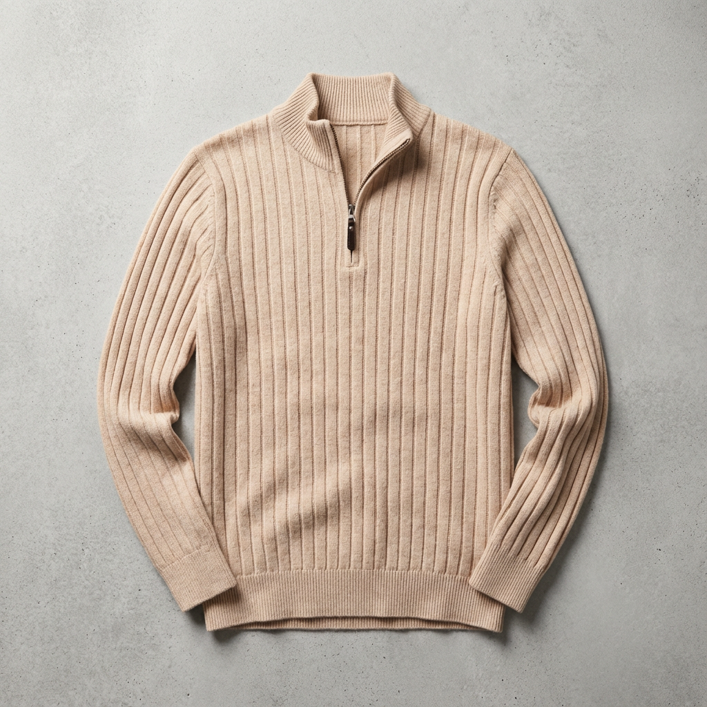Men's Wool Quarter Zip Sweater - Knit Pullover