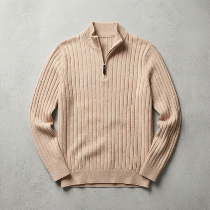 Men's Wool Quarter Zip Sweater - Knit Pullover