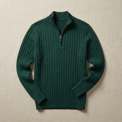 Men's Wool Quarter Zip Sweater - Knit Pullover