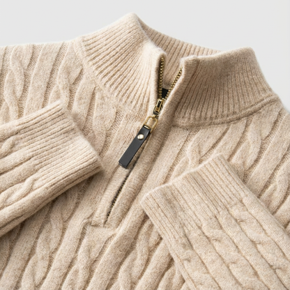 Men's Wool Quarter Zip Sweater - Knit Pullover