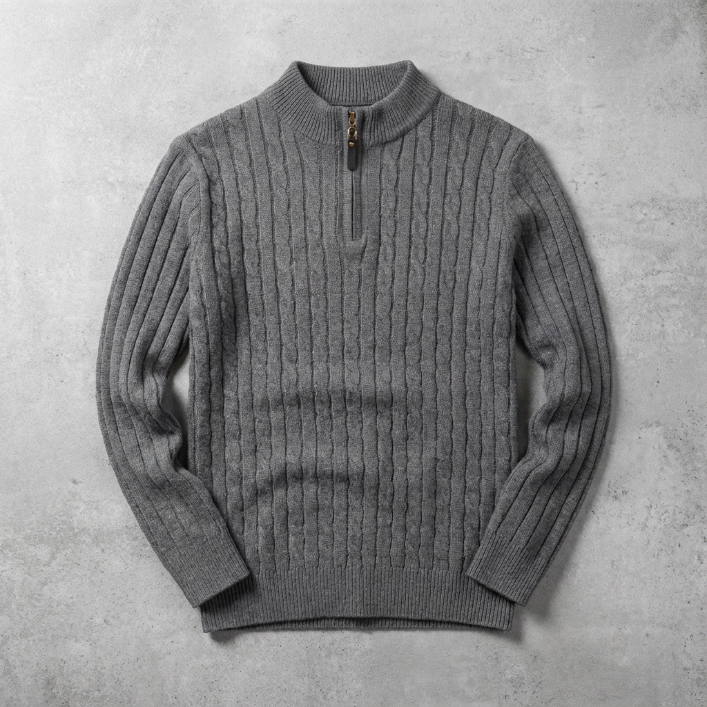 Men's Wool Quarter Zip Sweater - Knit Pullover